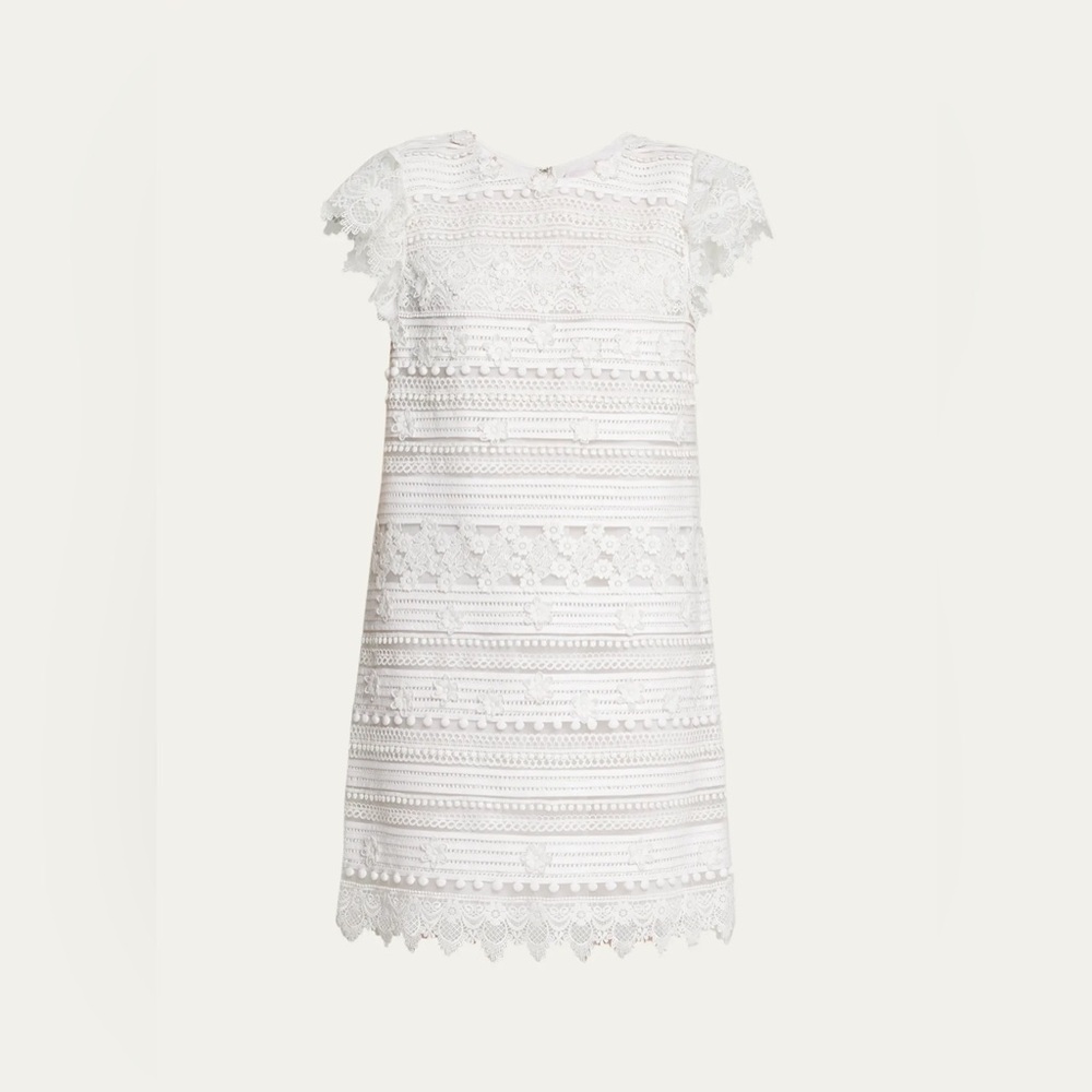 Women’s Carolina Herrera  Embroidered White Mini Shift Dress - Size US 8